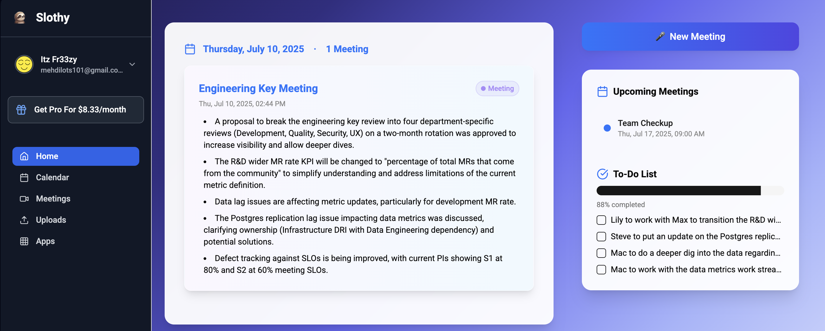 SlothAI Dashboard Preview